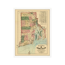 Load image into Gallery viewer, Digitally Restored and Enhanced 1880 Rhode Island State Map - Framed Vintage Rhode Island Poster - Old Rhode Island Wall Art - Historic  Map of Rhode Island & Providence Plantations
