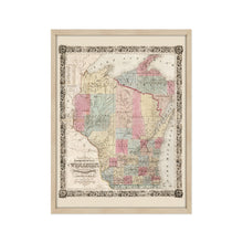 Load image into Gallery viewer, Digitally Restored and Enhanced 1851 Wisconsin State Map - Framed Vintage Wisconsin Map - Old Map of Wisconsin Wall Art - Restored Township Map of the State of Wisconsin Wall Map