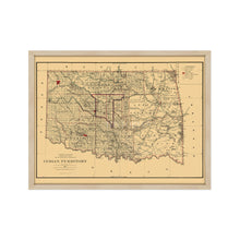 Load image into Gallery viewer, Digitally Restored and Enhanced 1887 Indian Territory Map - Framed Vintage Map of Indian Territory Oklahoma Wall Art - Old Indian Territory Map Compiled from The Official Records