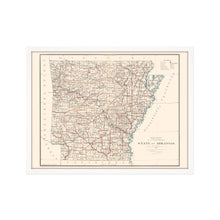 Load image into Gallery viewer, Digitally Restored and Enhanced 1886 Arkansas State Map Poster - Framed Vintage Map of Arkansas Wall Art - Historic AR Map Print - Restored Arkansas Wall Map from General Land Office
