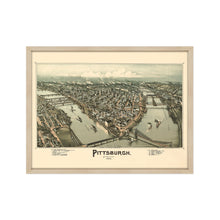 Load image into Gallery viewer, Digitally Restored and Enhanced 1902 Map of Pittsburgh Poster - Framed Vintage Pennsylvania Map - Old Pittsburgh Wall Art - Restored Bird's Eye View Map of Pittsburgh Pennsylvania