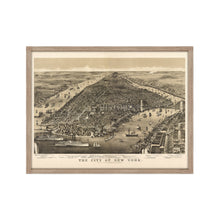 Load image into Gallery viewer, Digitally Restored and Enhanced 1886 New York City Poster Map - Framed Vintage Map of New York City Wall Art - Restored New York Map - Old Bird's Eye View of New York Poster