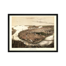 Cargar imagen en el visor de la galería, Digitally Restored and Enhanced 1877 Boston Map Poster - Framed Vintage Boston Poster - Old Map of Boston Wall Art - Bird's Eye View of Boston Massachusetts Map From The North
