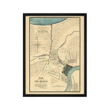 Load image into Gallery viewer, Digitally Restored and Enhanced 1875 Map of New Orleans Poster - Framed Vintage Map of New Orleans - Old New Orleans Wall Art -  Restored Plan of The City of New Orleans Map