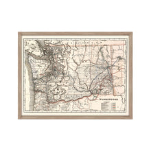 Load image into Gallery viewer, Digitally Restored and Enhanced 1888 Washington State Map Poster - Framed Vintage Washington Map - Old WA State Map - Restored Township & Railroad Map of Washington State Poster