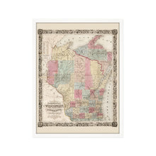 Load image into Gallery viewer, Digitally Restored and Enhanced 1851 Wisconsin State Map - Framed Vintage Wisconsin Map - Old Map of Wisconsin Wall Art - Restored Township Map of the State of Wisconsin Wall Map
