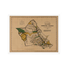 Load image into Gallery viewer, Digitally Restored and Enhanced 1881 Oahu Hawaiian Islands Map - Framed Vintage Oahu Wall Art - Old Hawaiian Map Poster - Restored Map of Oahu Poster - Historic Oahu Hawaii Map