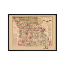 Cargar imagen en el visor de la galería, Digitally Restored and Enhanced 1861 Missouri Map Poster - Framed Vintage Missouri Wall Map  - Old Missouri State Map - Historic MO Map - Restored Official Map of Missouri Wall Art