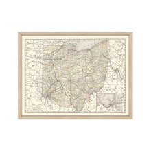 Cargar imagen en el visor de la galería, Digitally Restored and Enhanced 1894 Ohio Map Poster - Framed Vintage Ohio State Wall Art - History Map of Ohio State Poster Print