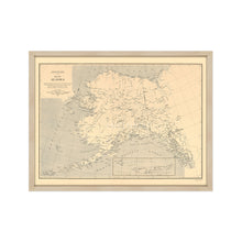 Load image into Gallery viewer, 1909 Alaska Map Poster - Framed Vintage Alaska Map - History Map of Alaska - Alaska Wall Map Showing Aleutian Islands Wall Art Poster Print