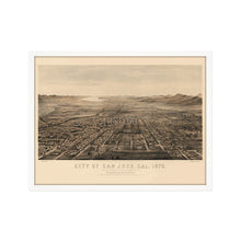 Cargar imagen en el visor de la galería, Digitally Restored and Enhanced 1875 San Jose California Map Poster - Framed Vintage San Jose Wall Art - History Map of California - Old Bird's Eye View Map of San Jose CA