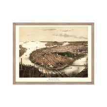 Cargar imagen en el visor de la galería, Digitally Restored and Enhanced 1877 Boston Map Poster - Framed Vintage Boston Poster - Old Map of Boston Wall Art - Bird's Eye View of Boston Massachusetts Map From The North