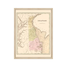 Cargar imagen en el visor de la galería, Digitally Restored and Enhanced 1838 Delaware State Map - Framed Vintage Delaware Wall Art - Old Dover Delaware Map - History Map of Delaware Poster Showing Minor Civil Division