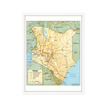 Load image into Gallery viewer, Digitally Restored and Enhanced 1988 Kenya Map Print - Framed Vintage Kenya Wall Art Map - Old Kenya Wall Map - Historic Kenya Wall Art - Restored Map of Kenya Poster