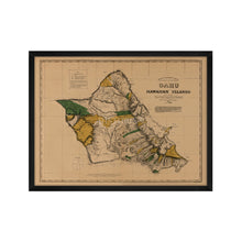 Load image into Gallery viewer, Digitally Restored and Enhanced 1881 Oahu Hawaiian Islands Map - Framed Vintage Oahu Wall Art - Old Hawaiian Map Poster - Restored Map of Oahu Poster - Historic Oahu Hawaii Map