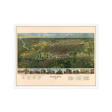 Load image into Gallery viewer, Digitally Restored and Enhanced 1891 Houston Map - Framed Vintage Houston Poster - Old Houston Wall Art - History Map of Houston TX -Historic Bird's Eye View of Houston Texas Map
