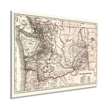 Load image into Gallery viewer, Digitally Restored and Enhanced 1888 Map of Washington State Vintage Map of Washington State Wall Art - Washington State Wall Decor - Cram's Township and Railroad Map Washington State