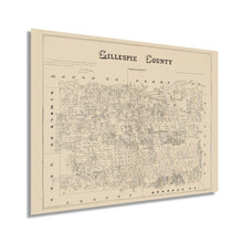 Load image into Gallery viewer, Digitally Restored and Enhanced 1879 Gillespie County Texas Map - Vintage Gillespie Fredericksburg TX Map - History Map of Gillespie County Wall Art