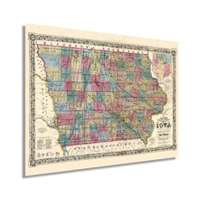 Load image into Gallery viewer, Digitally Restored and Enhanced 1856 Iowa State Map Poster - Vintage Map of Iowa Wall Art Print - Exhibiting Iron Lead Copper Coal Rail Roads and Other Geological Resources - Iowa Wall Decor