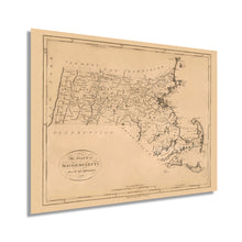 Load image into Gallery viewer, Digitally Restored and Enhanced 1796 Map of Massachusetts - Vintage Map of Massachusetts Wall Art - Massachusetts Wall Map - Mass State Map - Map of Massachusetts Poster - Massachusetts Print