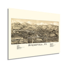 Cargar imagen en el visor de la galería, Digitally Restored and Enhanced 1886 Springfield Vermont Map - Vintage Springfield Wall Art - Old Map of Springfield Vermont Wall Art - Vermont State Map History - Bird's Eye View of Springfield City Map