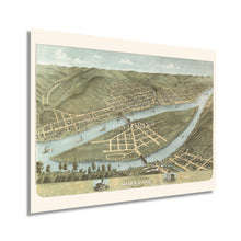 Load image into Gallery viewer, Digitally Restored and Enhanced 1870 Wheeling West Virginia Map - Map of Wheeling Wall Art - Old City of Wheeling WV Poster - History Map of West Virginia