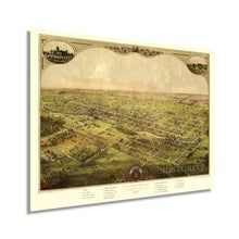 Cargar imagen en el visor de la galería, Digitally Restored and Enhanced 1886 Lansing Michigan Map Poster - Lansing Michigan Vintage Map - Bird's Eye View of The City of Lansing Michigan Wall Art - Old Lansing Michigan Map