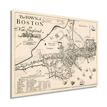Load image into Gallery viewer, Digitally Restored and Enhanced 1722 Map of Boston Massachusetts - Vintage Map Wall Art of the Town of Boston in New England - Boston Map Poster - Boston Map Wall Art - Vintage Boston Poster