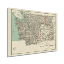 Load image into Gallery viewer, Digitally Restored and Enhanced 1887 Washington Territory Map - Vintage Washington State Map Poster - History Map of Washington Territory Wall Art
