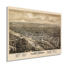Load image into Gallery viewer, Digitally Restored and Enhanced 1876 Salem Oregon Map Poster - Vintage Map of Salem Oregon Wall Art - Salem Oregon from the West Looking East - Vintage Salem Oregon Map Art - Old Salem Oregon