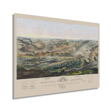 Load image into Gallery viewer, 1863 Gettysburg Battlefield Map - Old Gettysburg Map Art - History Map of Gettysburg PA - Bird's Eye View of Gettysburg Battlefield Civil War Map Wall Art Poster