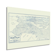Load image into Gallery viewer, Digitally Restored and Enhanced 1925 Map of Seattle Washington - Vintage Map of Seattle Wall Art - Seattle Vintage Poster - Bird's Eye View of Seattle Wall Map - Portion of City and Vicinity