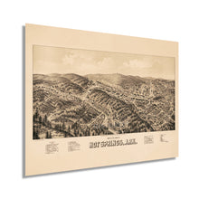 Load image into Gallery viewer, Digitally Restored and Enhanced 1888 Hot Springs Arkansas Map - Vintage Hot Springs Wall Art - Old Hot Springs Map Poster - Bird's Eye View of Hot Springs Arkansas - Restored Hot Springs AR History Map