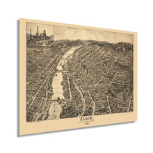 Load image into Gallery viewer, Digitally Restored and Enhanced 1880 Elgin Illinois Map Poster - Vintage Map of Elgin Illinois Wall Art - Old Elgin City Kane County Map of Illinois