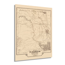 Load image into Gallery viewer, Digitally Restored and Enhanced 1872 Dakota Territory Map - Vintage Map of South Dakota - Old North Dakota Map Poster - Historic Dakota Territory Wall Art - Sectional History Map of Dakota Territory