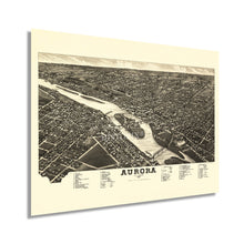 Load image into Gallery viewer, Digitally Restored and Enhanced 1882 Aurora Illinois Map Poster - Vintage Map of Aurora Illinois Wall Art - Chicagoland Map History - Old Bird's Eye View Map of Illinois Chicago Metropolitan Area