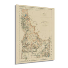 Load image into Gallery viewer, Digitally Restored and Enhanced 1891 Idaho Map Print - Vintage Idaho Wall Art - Old Map of Idaho Poster - State of Idaho History Map from Official Records