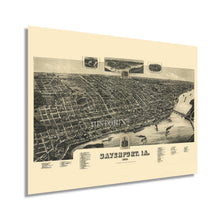 Load image into Gallery viewer, Digitally Restored and Enhanced 1888 Davenport Iowa Map - Davenport Wall Art - Davenport Scott County Iowa Map History - Old Davenport Map of Iowa Poster