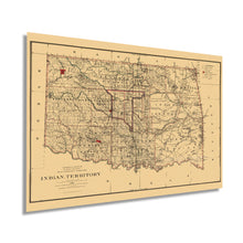 Load image into Gallery viewer, Digitally Restored and Enhanced 1887 Indian Territory Oklahoma Map - Vintage Map of Oklahoma Wall Art - Oklahoma Indian Tribes - Oklahoma State Map - Vintage Oklahoma Map