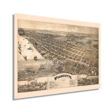 Load image into Gallery viewer, Digitally Restored and Enhanced 1896 Wyandotte Michigan Map - Vintage Map of Wyandotte MI - Old Wayne County Map of Michigan - Michigan Map Poster - Bird's Eye View Map of Wyandotte Wall Art History