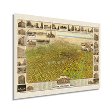 Cargar imagen en el visor de la galería, Digitally Restored and Enhanced 1908 Denver Colorado Map - Vintage Colorado Map - Old Wall Map of Denver Colorado - Bird's Eye View Map of Denver CO