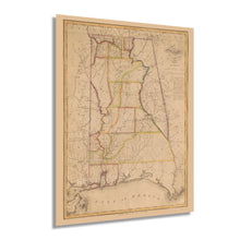 Load image into Gallery viewer, Digitally Restored and Enhanced 1819 Alabama State Map - Vintage Map of Alabama Wall Art - Old Alabama Poster - Historic State of Alabama Map Constructed from Surveys in The General Land Office