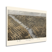 Load image into Gallery viewer, Digitally Restored and Enhanced 1868 Grand Rapids Michigan Map - Vintage Grand Rapids Wall Art - Old Map of Grand Rapids MI Poster - Historic Bird's Eye View of Grand Rapids Michigan Map Poster