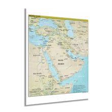 Load image into Gallery viewer, Digitally Restored and Enhanced 2021 Middle East Map Poster - Map of the Middle East Region - Countries of Middle East Poster Print