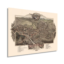 Load image into Gallery viewer, Digitally Restored and Enhanced 1884 Montpelier Vermont Map - Vintage Montpelier VT Wall Art - Old Montpelier Vermont Map - Bird's Eye View of Montpelier Washington County Vermont Poster