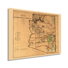 Load image into Gallery viewer, Digitally Restored and Enhanced 1876 Arizona Territory Map - Vintage Arizona Map - Old Arizona Territory Map - Historic Map of Arizona Wall Art from The Official Records of General Land Office