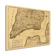 Load image into Gallery viewer, Digitally Restored and Enhanced 1776 Plan of New York City Map Print - NYC Vintage Map Wall Art - Map of New York City Poster - New York City Map Art - Vintage New York Poster - NYC Map Art