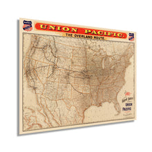 Load image into Gallery viewer, Digitally Restored and Enhanced 1892 United States Map - Vintage Map of United States Wall Art - Old Wall Map of the United States of America Showing Union Pacific Overland Route and Connections