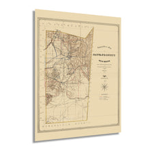 Load image into Gallery viewer, Digitally Restored and Enhanced 1883 Santa Fe County New Mexico Map - Vintage Santa Fe Wall Art - Old Santa Fe Map Poster - Topographical Map of Santa Fe County NM Showing Landowners Grants
