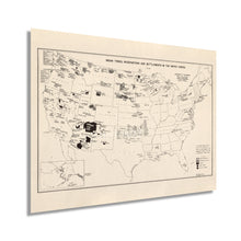 Cargar imagen en el visor de la galería, Digitally Restored and Enhanced 1939 Indian Tribes Reservations & Settlements United States Map Poster - Vintage Map of United States Wall Art - History Map of Native American Tribes of USA Map Poster